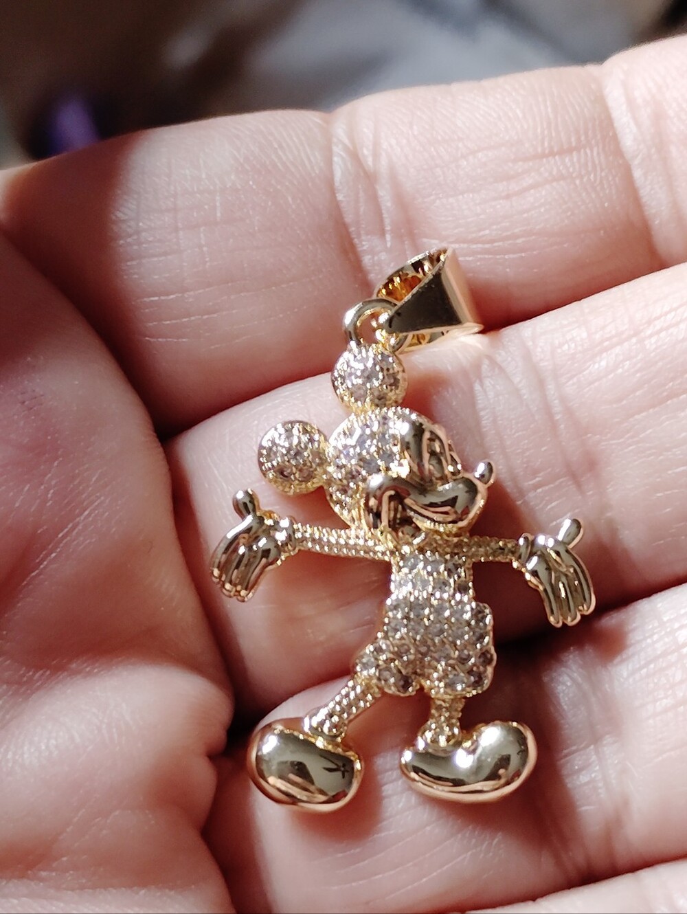 Disney Gold-tone Pave Crystal Mickey Mouse Pendant Necklace